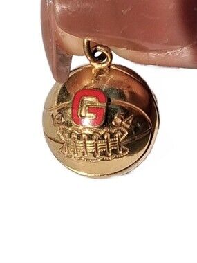 Vintage 1954 10K Gold-Filled Basketball Award Charm - Varsity Letter "G"